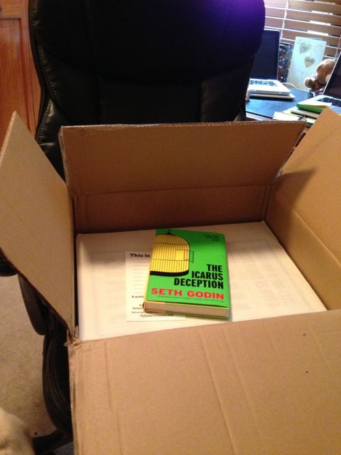 photo of the inside of Seth Godin's shipping box