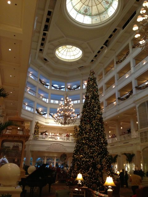 Disney's Grand Floridian Resort and Spa lobby at Christmas time
