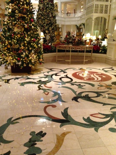 photo of Disney's Grand Floridian Resort and Spa's lobby Christmas decorations