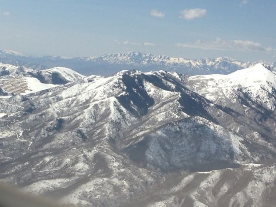 Mountain range near Salt lake City from 20k feet