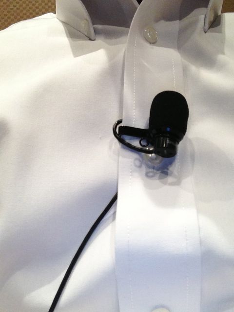 professional speaker wireless lavaliere on shirt