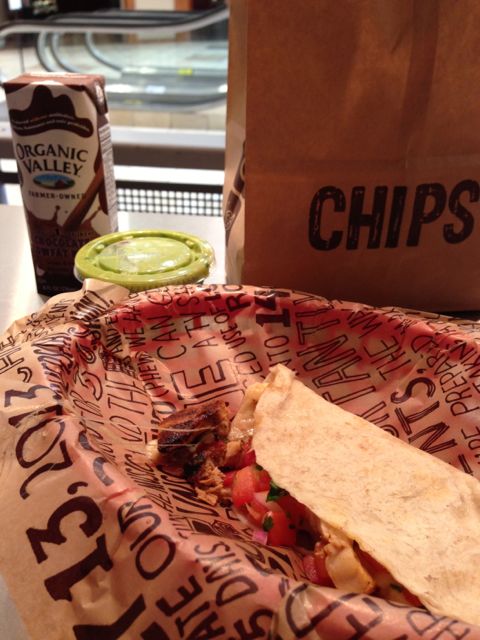 Chipotle counter lunch meal
