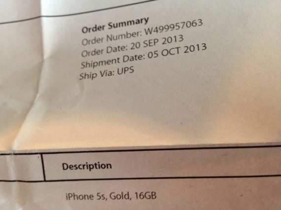 Apple iPhone 5s invoice