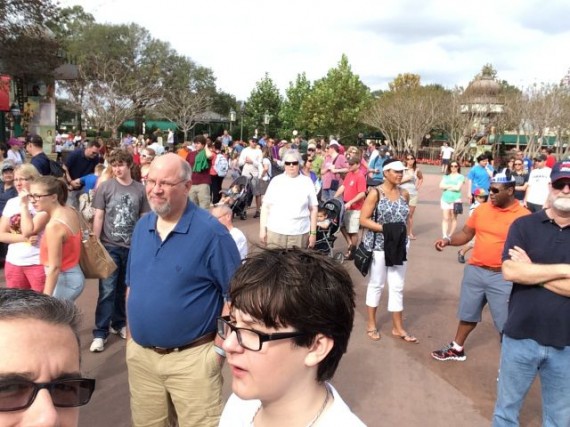 Guests waiting for rope drop at Epcot