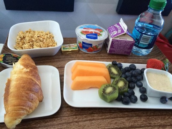 Delta first class cabin breakfast tray