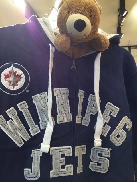 Winnipeg Jets sweatshirt and teddy Bear