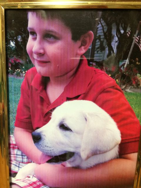 Photo frame of boy and puppy