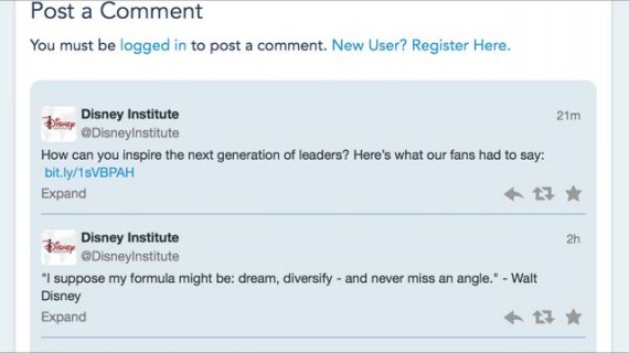 Disney Twitter account leadership Twitter chat comments