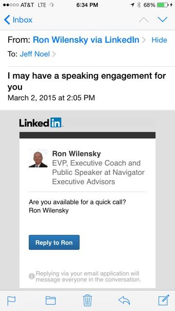 LinkedIn message about speaking
