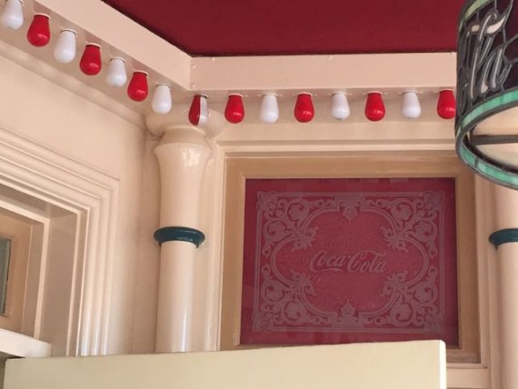 Disneyland's Coke Corner special red and white lightbulb