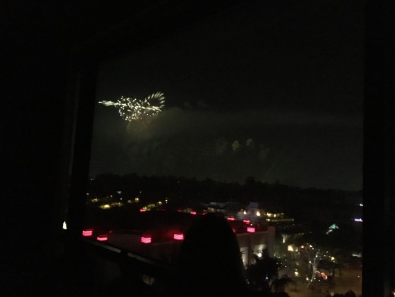 Disneyland fireworks from Disneyland hotel room