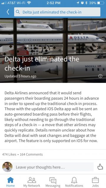 Delta auto boarding pass announcement