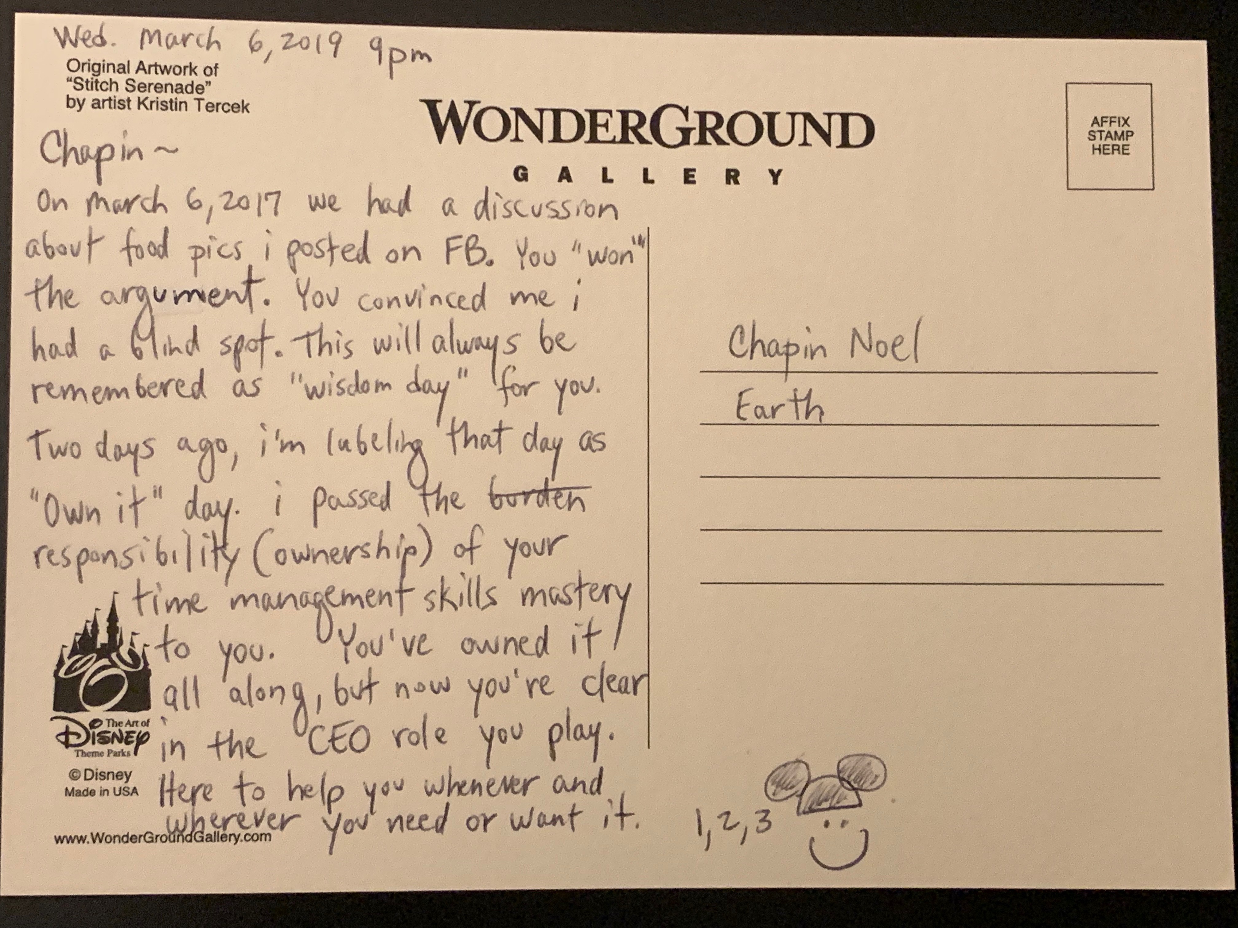 Thank you post card note