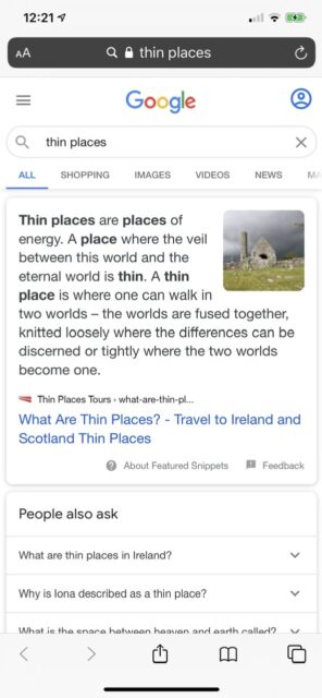 google search for thin places concept