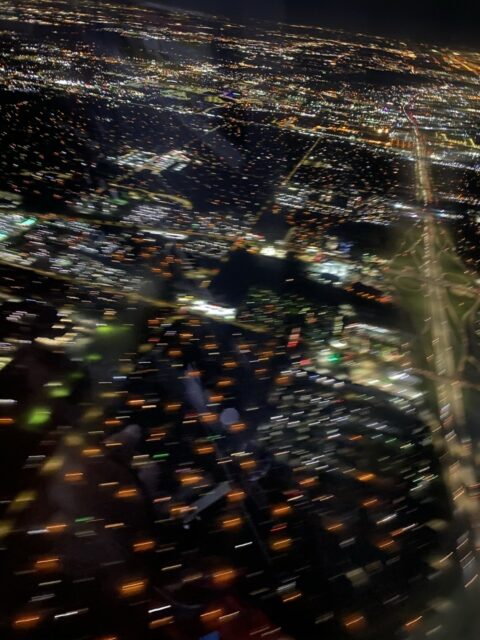 Dallas at night from plane