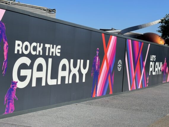 Epcot Rock the Galaxy message painted on construction wall