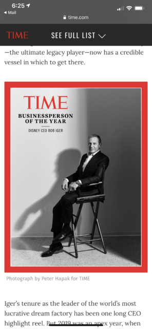 Time magazine Bob Iger business person of the year