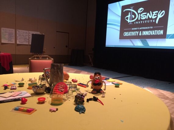 Disney Institute classroom table and screen