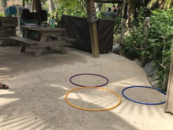 three hula hoops making a Mickey Mouse head shape