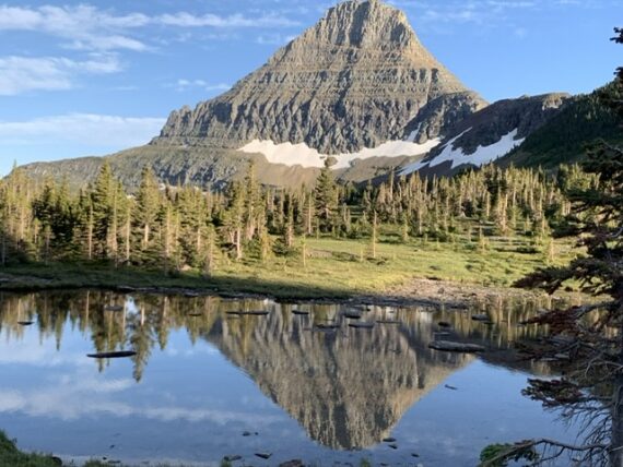 Mountain reflecting in a pond