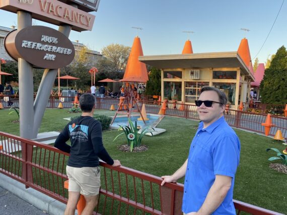 Two men at Disney’s California Adventure Cars Land 