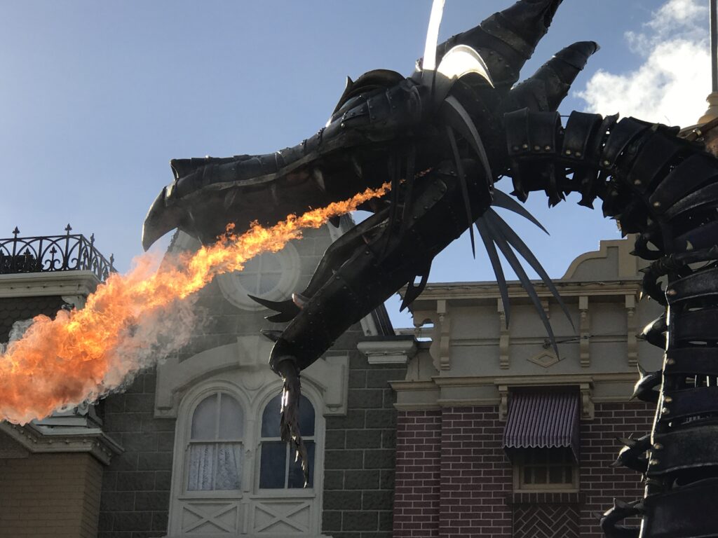 Disney parade float fire-breathing dragon