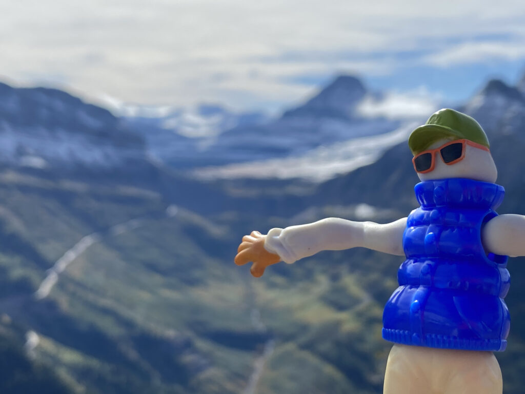 Pixar Onward toy in mountains