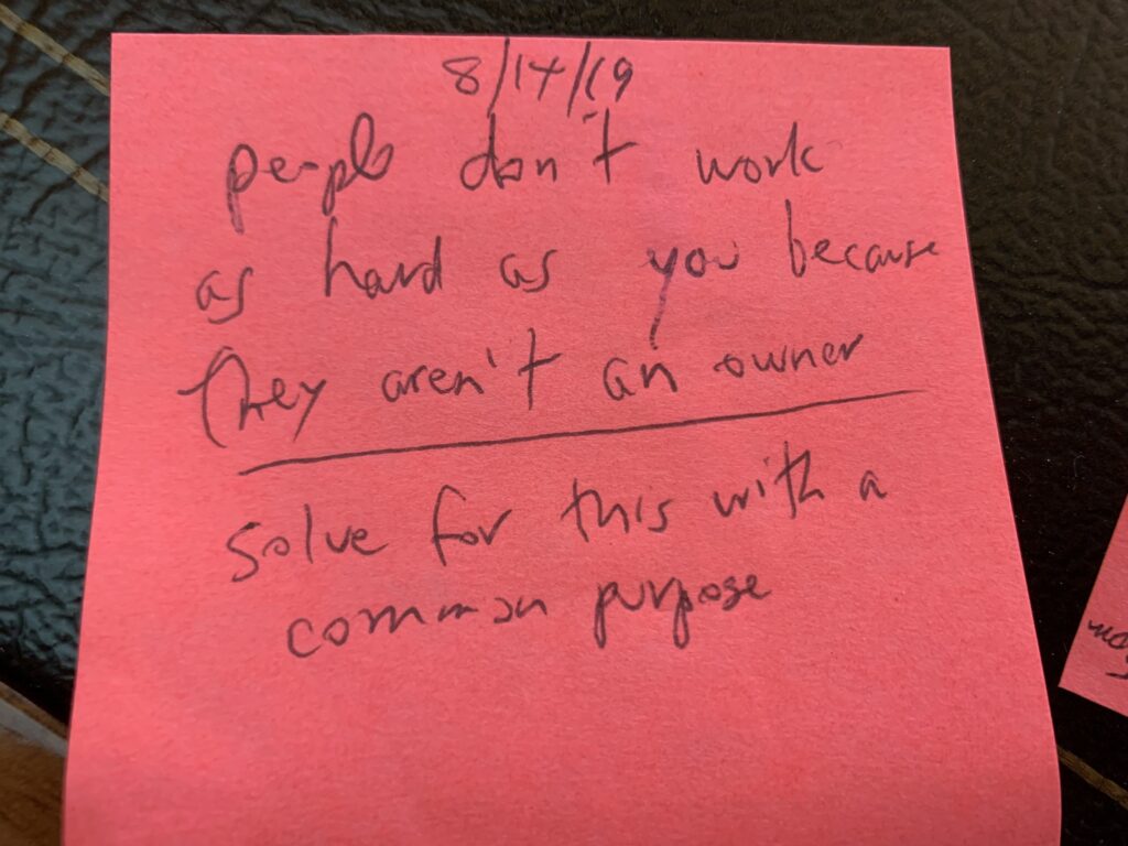 note on a post-it note