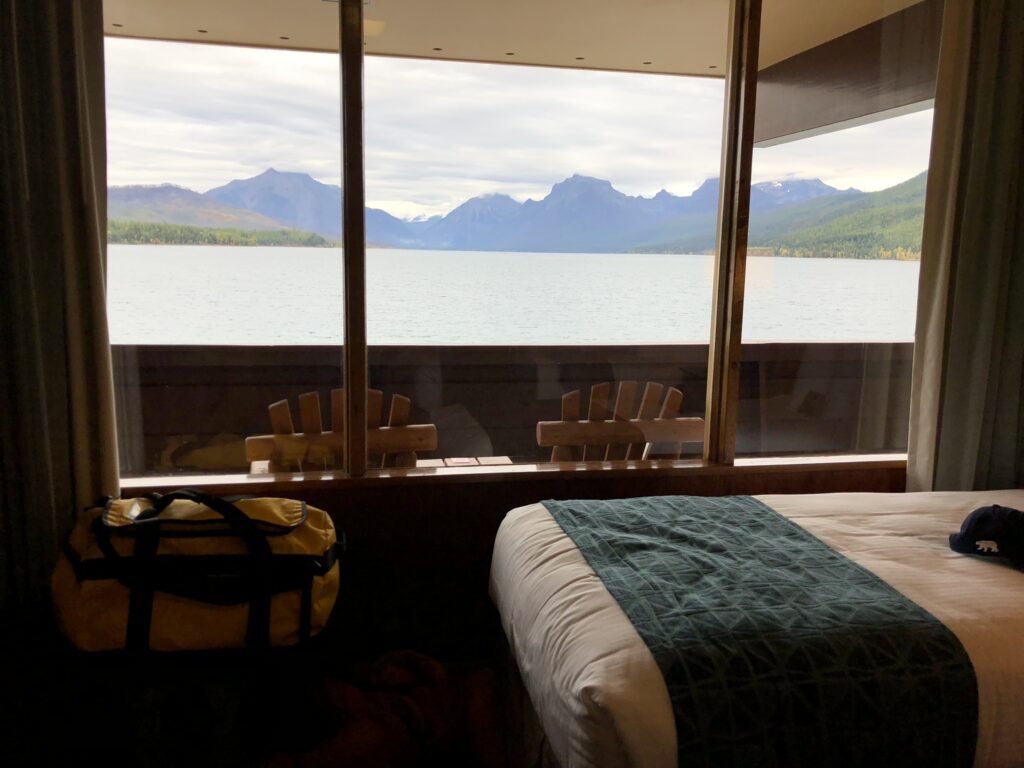 mountain lake motel room view