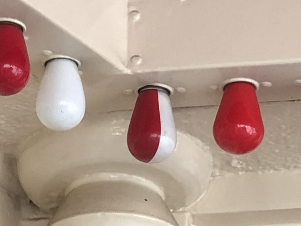 red and white lightbulbs