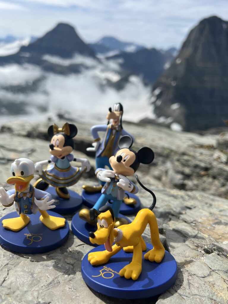 Special Disney 50th anniversary figurines in the mountains
