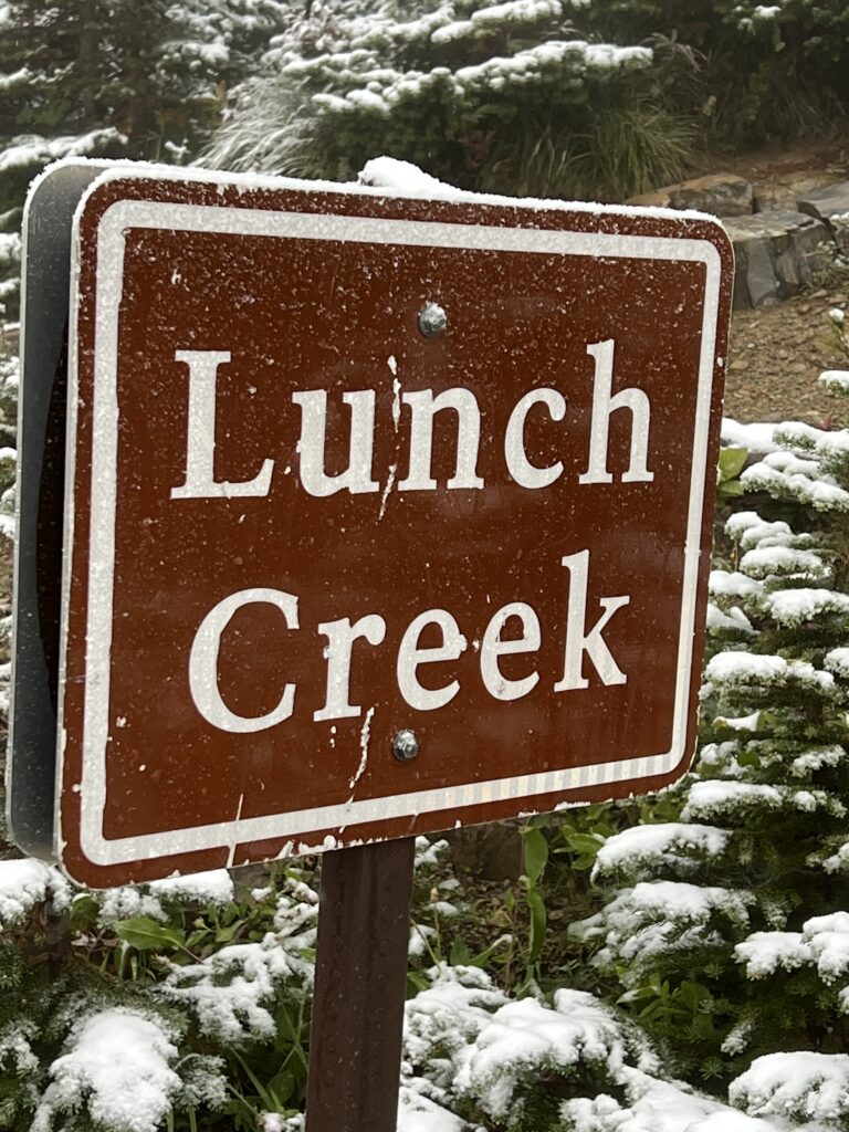 Sign labeled lunch creek