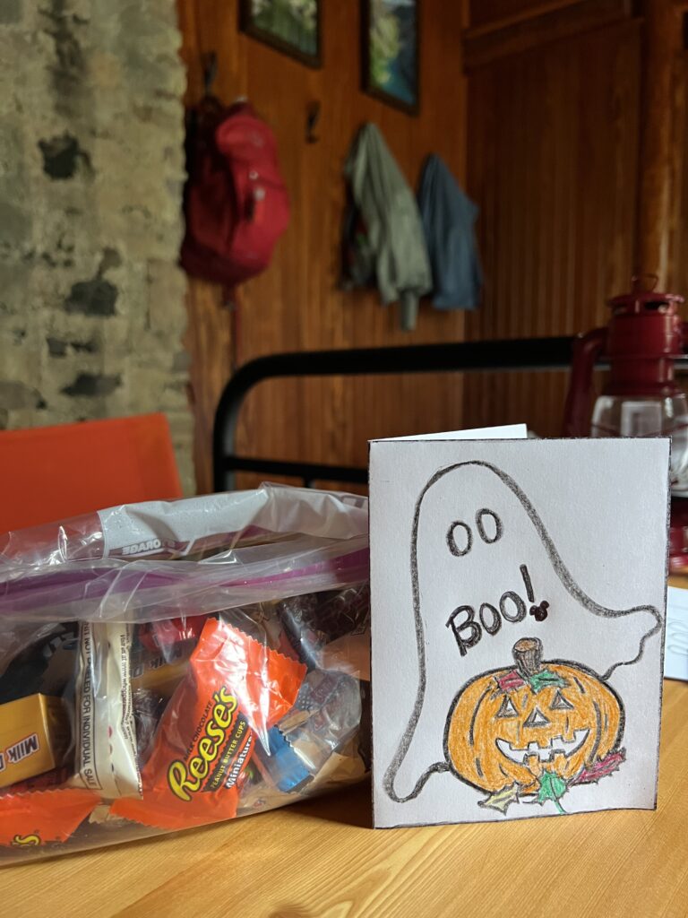 Handmade Halloween card and candy bag