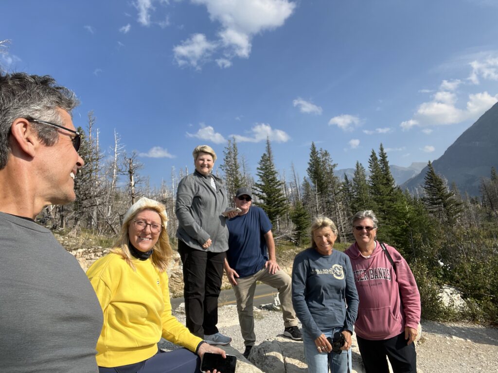 Six people in the mountains