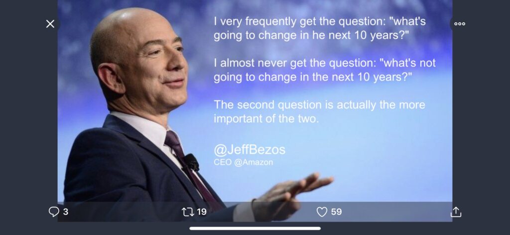 Jeff Bezos social media post with a quote
