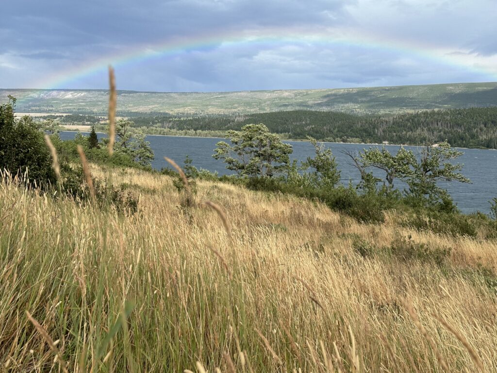 Rainbow over a lake