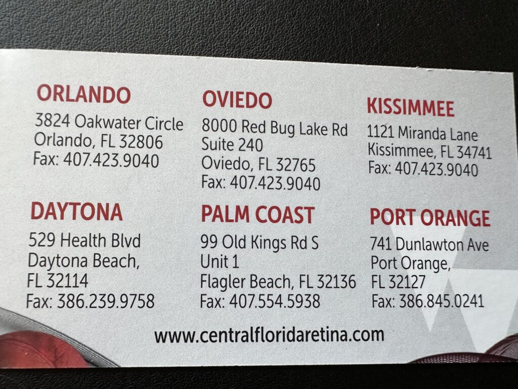 Business card with medical office