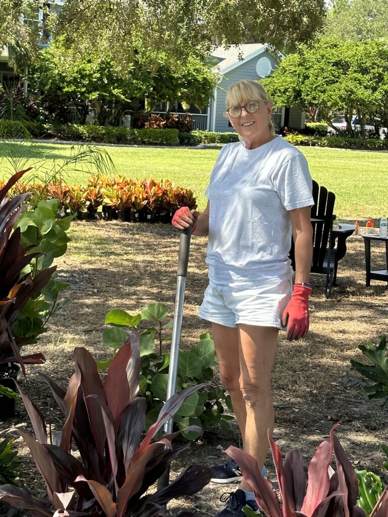Woman gardening in Florida yard