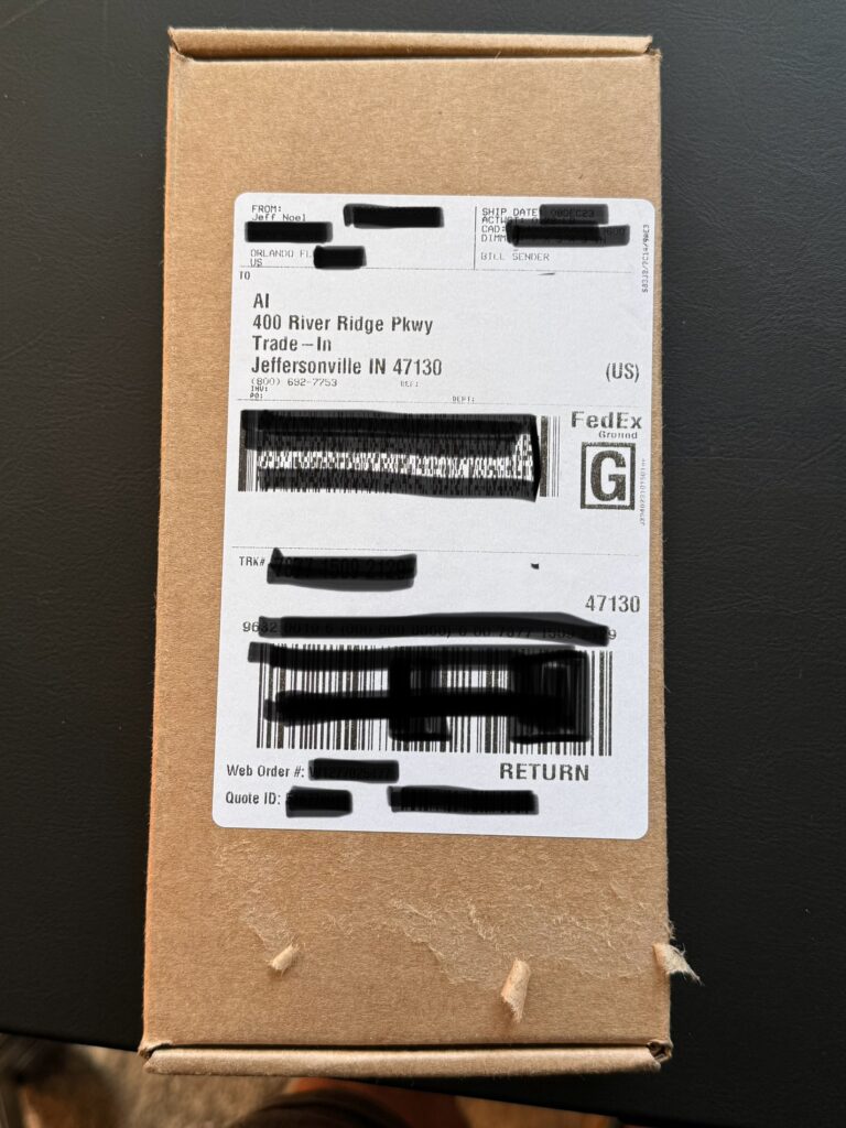 Apple return item FedEx shipping box