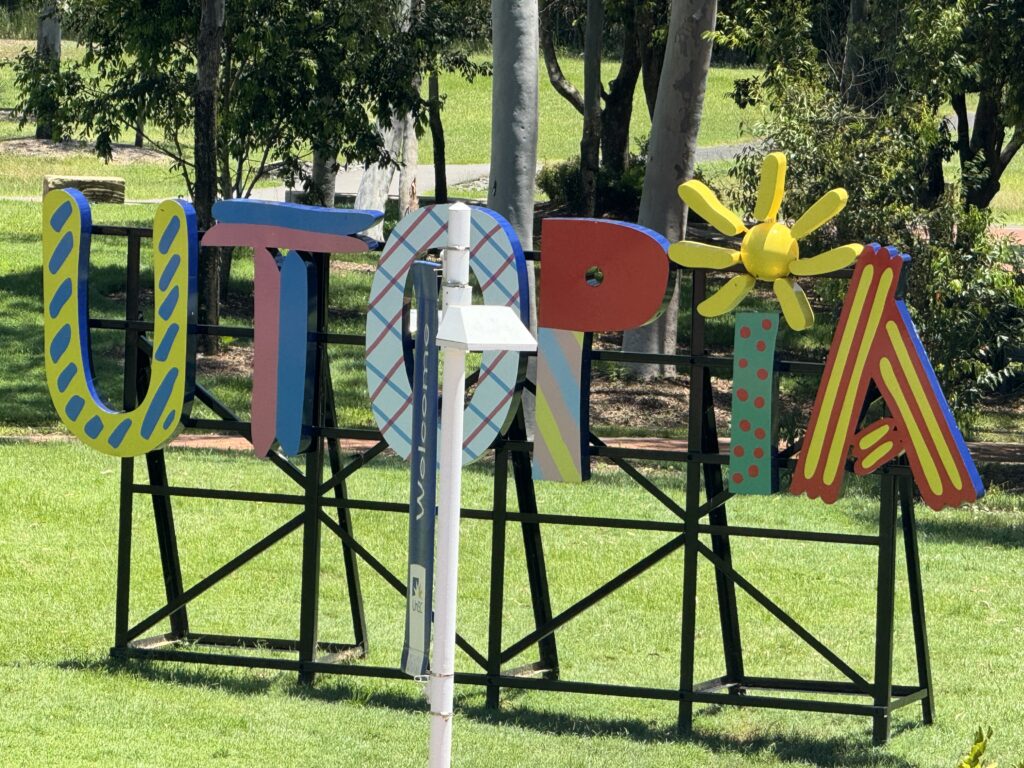 Colorful utopia sign