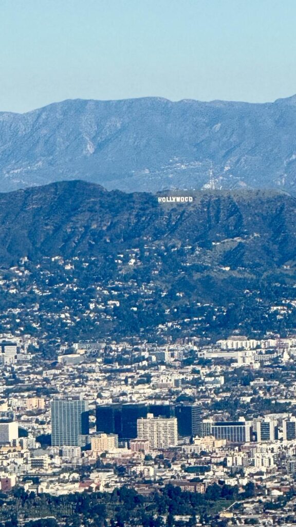 Hollywood sign from airplane