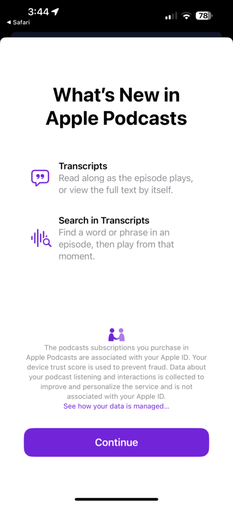 Apple Podcasts update