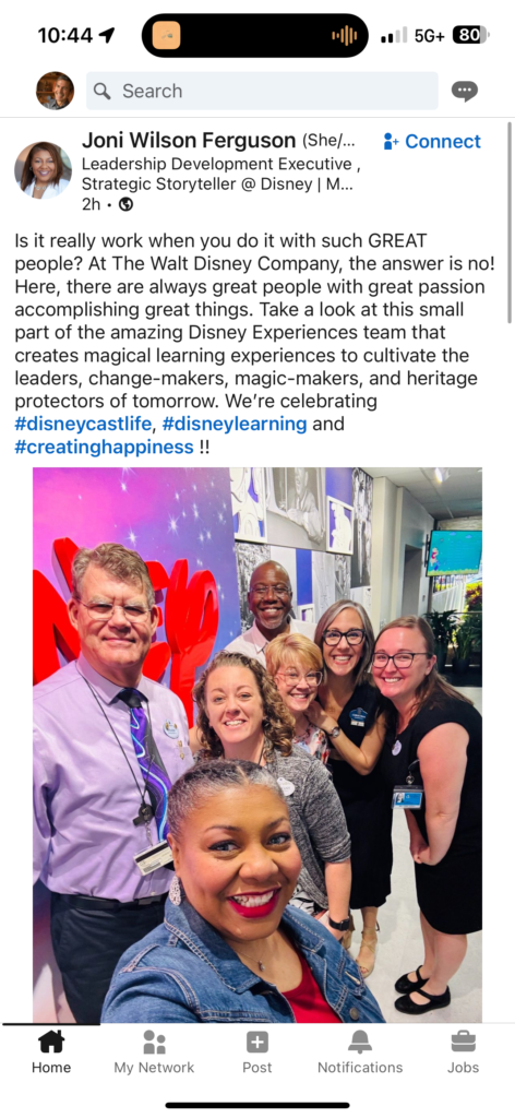 Disney University lobby on LinkedIn post