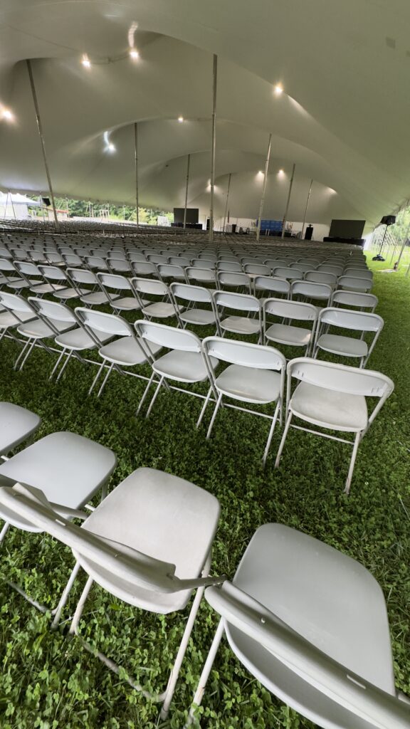 college graduation setup tent