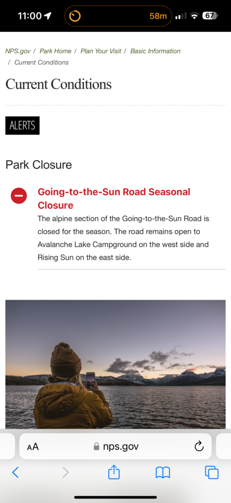  National Park service website update