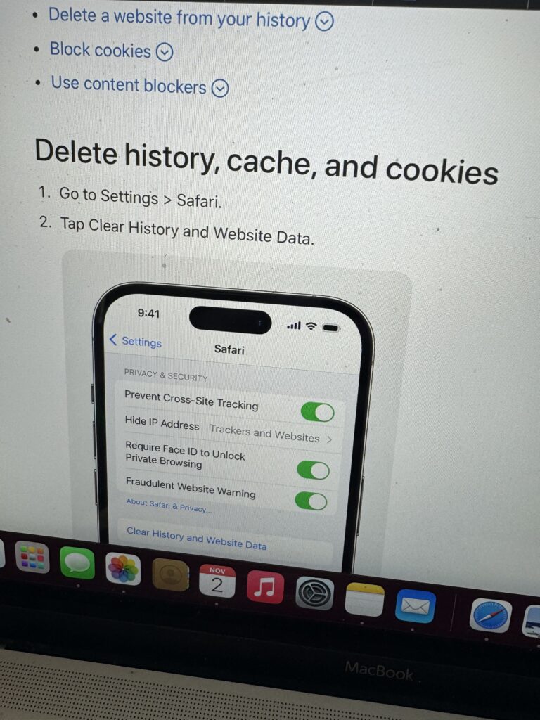 Apple support screen shot