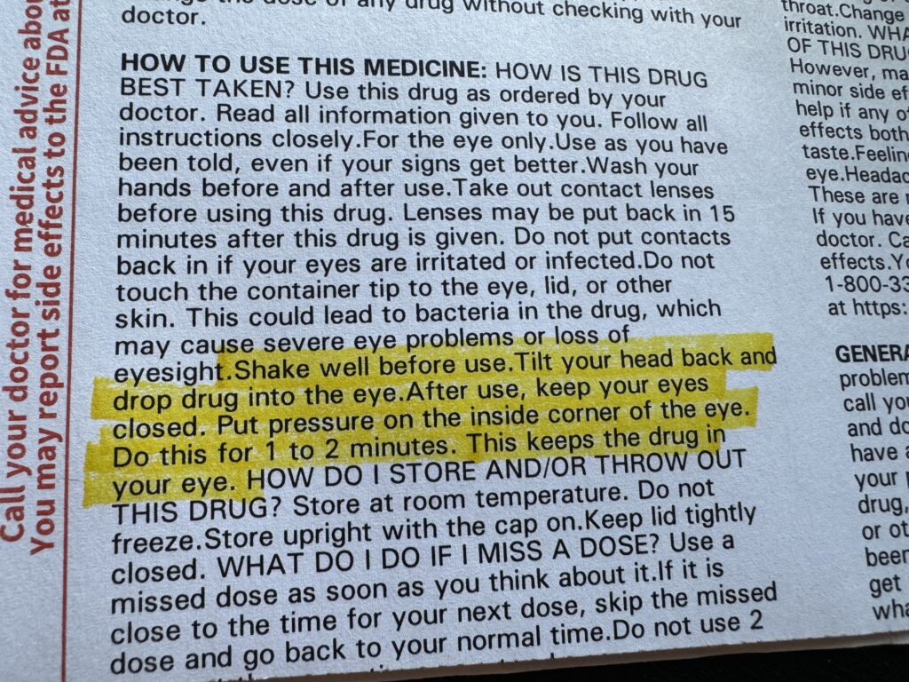 prescription instructions