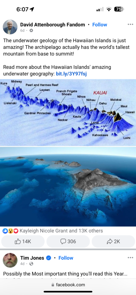 3-d image of Hawaiian islands