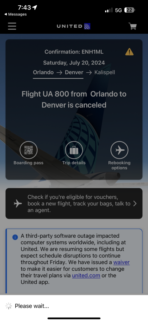 flight cancellation text