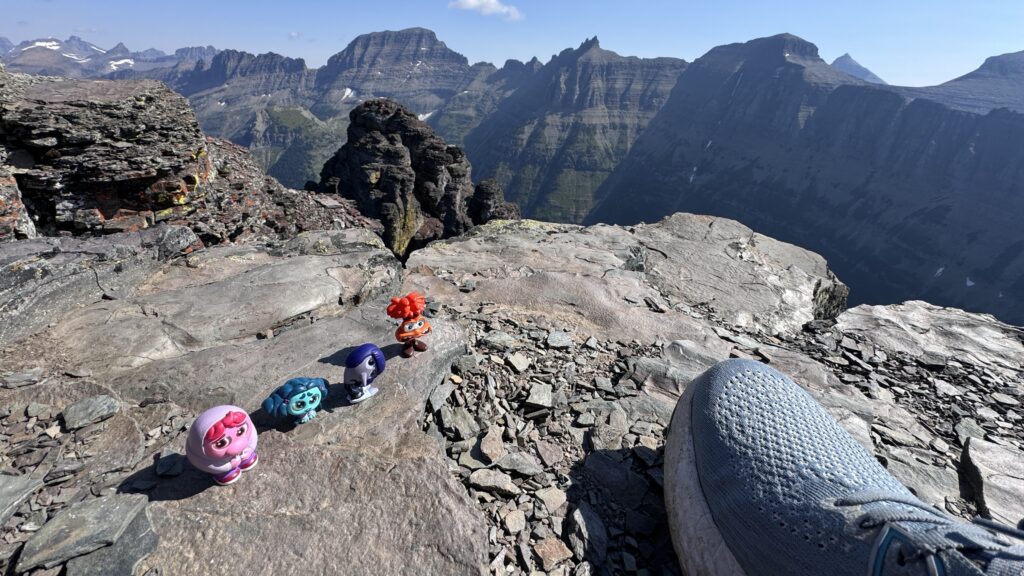 Pixar INSIDE OUT 2 toy figurines in mountains